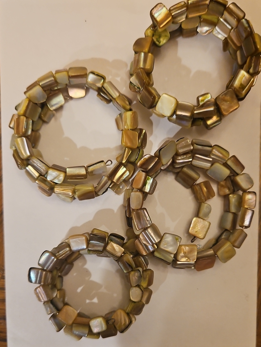 Set Of 4 Vintage Mother Of Pearl Wrap Bracelets - Women Jewelry